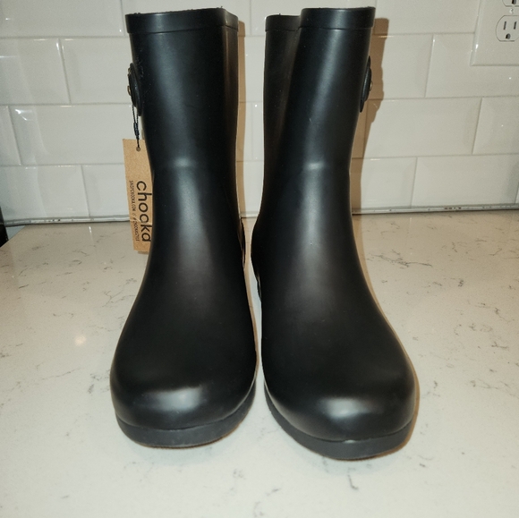 Chooka Downtown Mid Waterproof Rain Boots, Black, Women's 8 - Picture 2 of 6